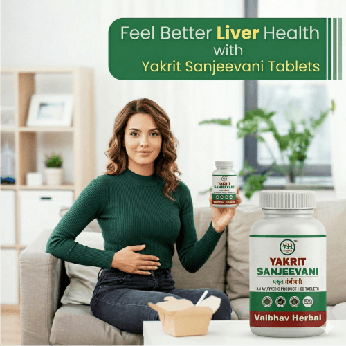Vaibhav Herbal Yakrit Sanjeevani Tablets promoting product by another woman