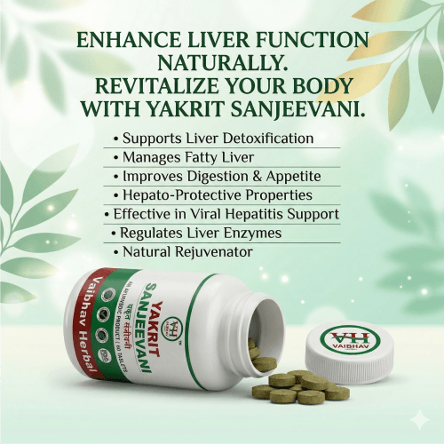 Vaibhav Herbal Yakrit Sanjeevani Tablets showing open bottle