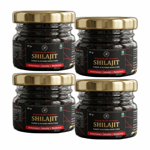 Pharmaloids Original Shudh Himalayan Shilajit Resin Pack of 4 (20 Grams Each) – Ayurvedic Supplement for Energy & Strength, Stamina & Testosterone Level Up