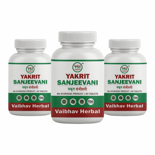 Vaibhav Herbal Yakrit Sanjeevani Tablets Pack of 3 (60 Tablets Each) – Supplement for Liver Detoxification, Alcoholic & Non-Alcoholic Fatty Liver Treatment, Digestion, Body Cleansing